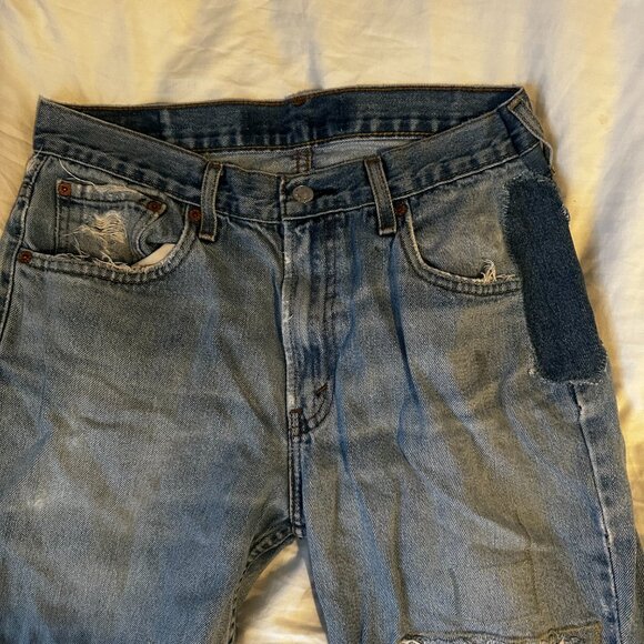 LEVI'S 31” Orange Tab Red Paisley Patchwork Jeans - Picture 4 of 11